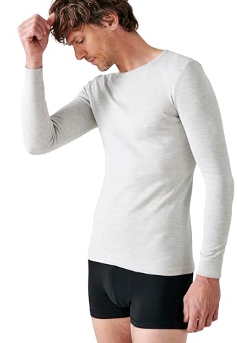 Damart - T-Shirt Col Rond Maille Classique Thermolactyl, Homme, Gris Chiné, Taille M, Manches Longues