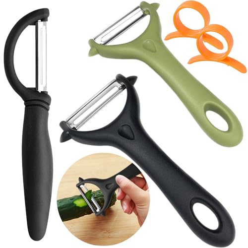 Sparschäler Kartoffelschäler Schäler Set Universalschäler Peeler mit Pendelklinge Spargelschäler Edelstahl Gurkenschäler Y-Förmig Gemüseschäler für Potato Gemüse Obst Karotten 3Stück