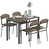 HOMCOM Juego de Mesa y Sillas de Comedor, Marrón Oscuro y Negro