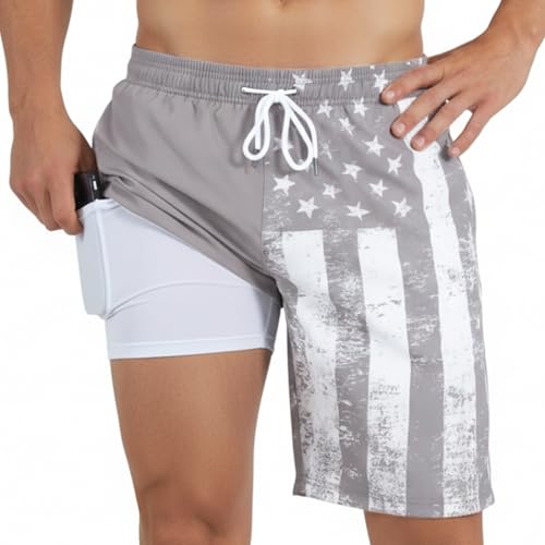 9 Inch Men Swim Trunks with Compression Breathable Liner Quick Dry Zipper Pockets for Water Beach Travel Cruise Small Palm Blue