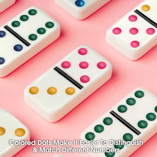 Double 6 Domino Jumbo con Puntos de Color 8.25 pulg miniatura 4