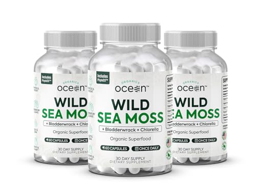 Organics Ocean Sea Moss Capsules with Bladderwrack & Vitamin D (180 ct)
