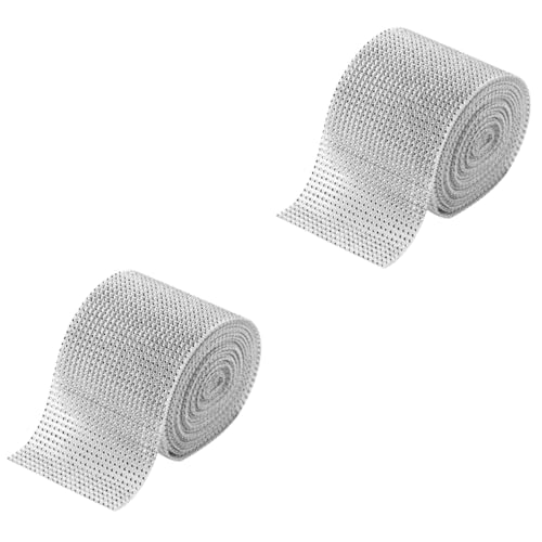 Ribete brillante de imitación plateado PRETYZOOM de dos rollos para costura y manualidades