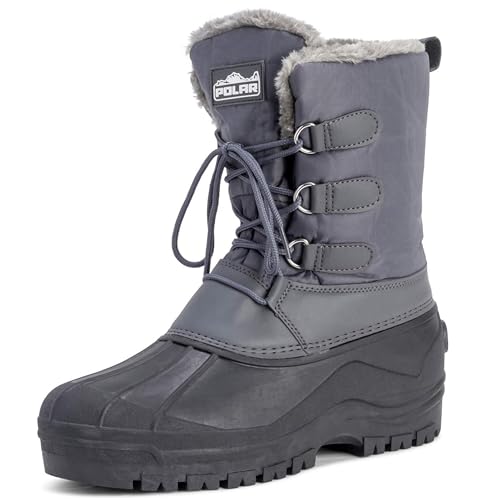 Image of POLAR Mens Muck Lace Up Short Nylon Winter Snow Rain Lace Up Casual Duck Boots