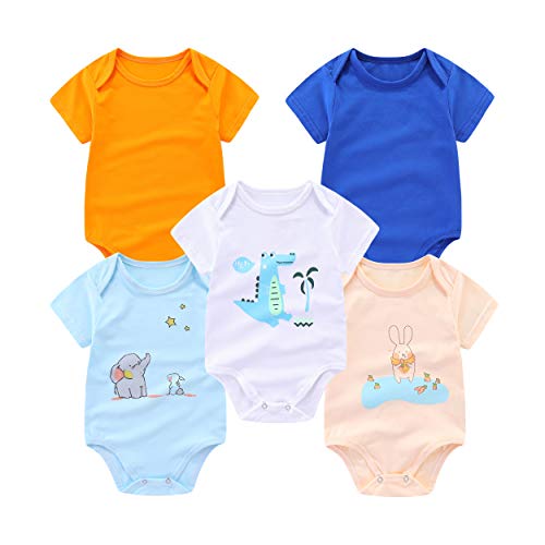 Little Inventor Unisex Baby Short Sleeve Bodysuit Organic Newborn Onesie 5 Pack