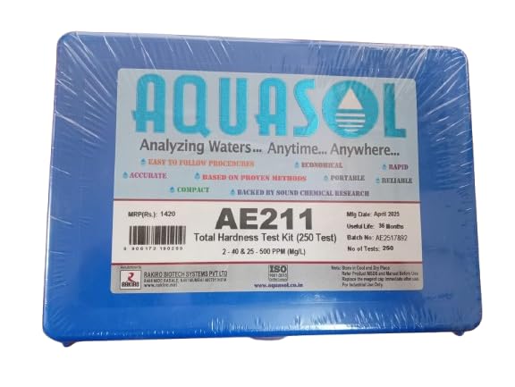 AQUASOL AE211 Total Hardness Test Kit (2-40 & 25-500PPM) | Titration-Based Water Hardness Testing for Calcium & Magnesium | Portable Kit for RO, Industrial & Water Treatment Use