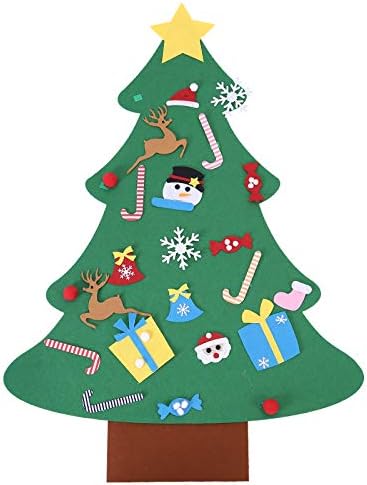 Felt Christmas Tree with 25 PCS Detachable Ornaments for Kids Toddler,3FT DIY Xmas Crafts Christmas Hanging Classroom Wall Decor