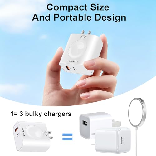 VONUV 3-in-1 20W Charger w/ USB-C / USB-A Port & Wireless Adapter for Apple Watch - image 5