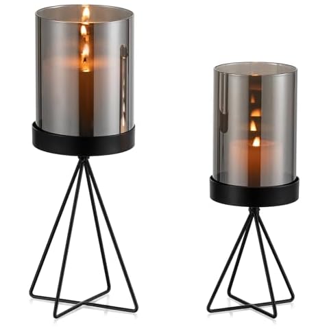 Sziqiqi Modern Grey Glass Candle Holder Cover
