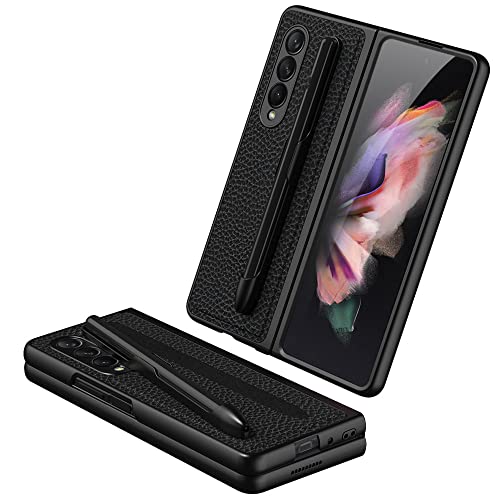 Protection Samsung Z Fold 3 5G fine étui cuir PU litchi抗 coque appareil photo