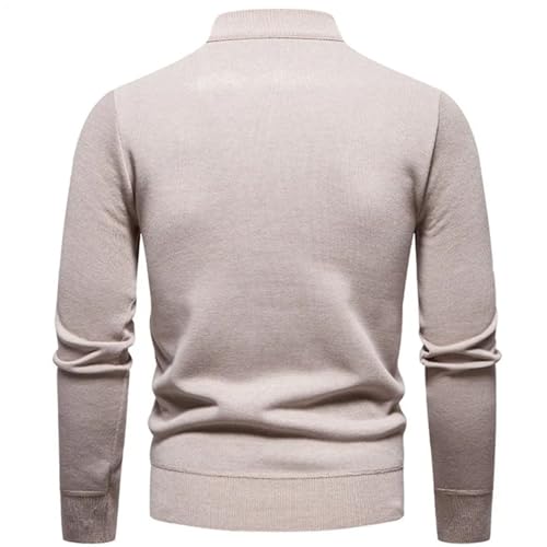 Men's Fleece Warm Stand Collar Pullover Half Zipper Knitted Pullovers Solid Slim Fit Casual Sweater3