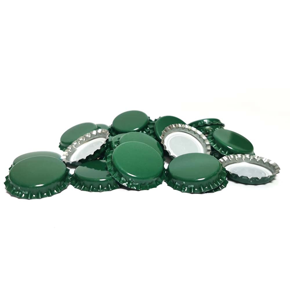 DIAH DO IT AT HOME 100 Pack Dark Green Crown Caps 26mm - Decorative Beer Bottle Caps for DIY Homebrew, Fruit Cider & Radler - Airtight Sealing Crowns for Standard Glass Bottles (Set of 100)