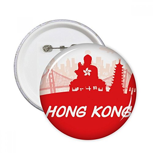 Badge rond rouge silhouette Chine et Hong Kong pour decoration de vetements taille S