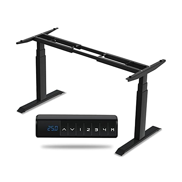 HAIAOJIA Height Adjustable Standing Desk Frame Dual Motor Sit Stand Desk 3 Stage Electric Stand Up Desk with Smart Pannel Lifting Base for Home/Office - Frame Only