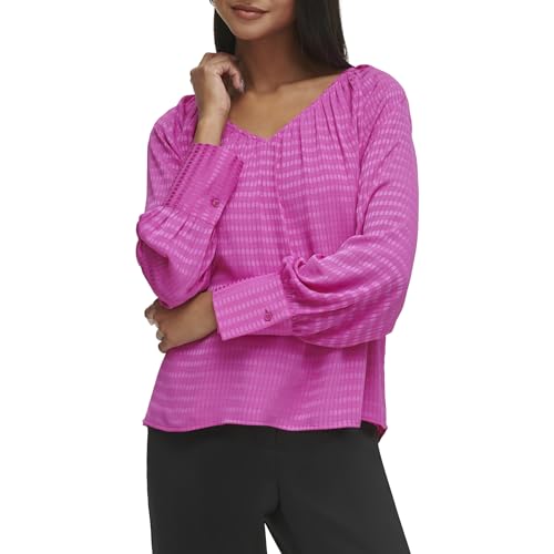 Image of Calvin Klein Womens V Neck Long Sleeve Blouse