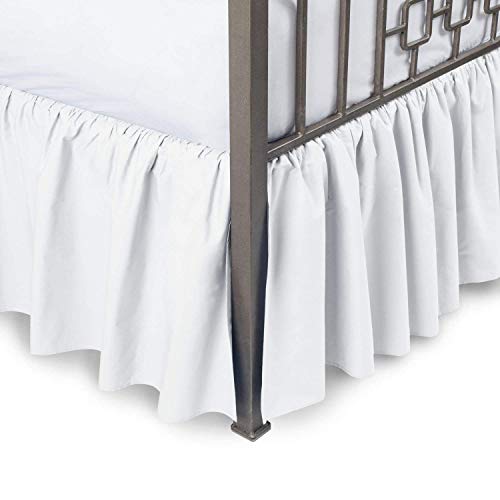 Scalasheets 800 Thread Count 24 Inched Drop Length Gathered Dust Ruffle Bed Skirt King White Solid 100% Egyptian Cotton