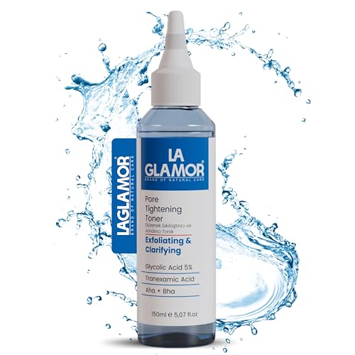 LAGLAMOR Gesichtstoner für Porenreinigung - mit Glykolsäure, Peeling und Klärung gegen Mitesser - Pickel und Unreine Haut, Poren verkleinern, Ausgleich pH-Wert der Haut - 150ml