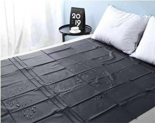 QiKKago Entrenamiento Interior Impermeable con SáBanas De PVC Negras De DiseñO CláSico, Adecuado para Camas De 1,2 Metros, Regalos para Una Pareja, F4