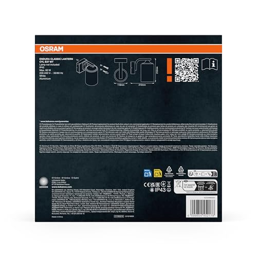 Osram Applique Da Esterno Endura Classic Lantern Cylinder, Bianca - 3