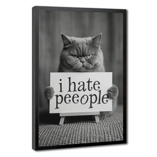 Poster 6 chats tableau deco chambre adulte et enfant cadre noir 30x45cm Mnyuein