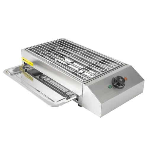 Minihorno eléctrico para barbacoa con potencia de 2,6 kW, temperatura ajustable de 122 a 572 ºF, acero inoxidable 201 y rejilla extraíble, ideal para jardín, camping y balcón, 5-10 personas