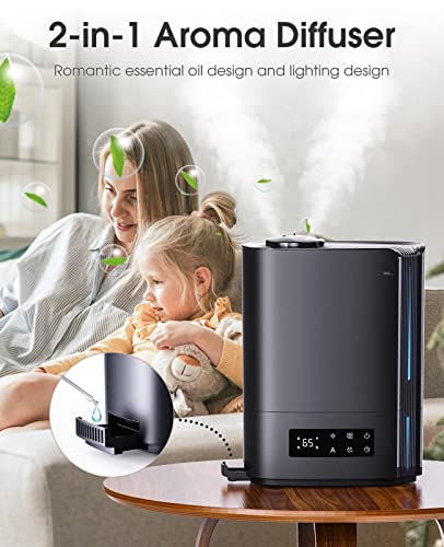 Humidifiers For Bedroom, 6L Top Fill Cool Mist Humidifiers For Large Room For Plants,Tabyik Air Humidifier With Humidistat And Timer, With Essential Oil Diffuser Quiet For Home #TOP5
