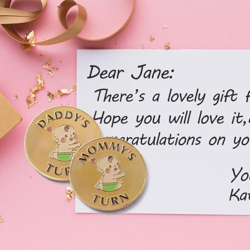 Image of New Dad Mom Gifts Funny Decision Making Coin, New Parent Mummy Daddy Pregnancy Women First Time to be Moms Dads St.Patrick's Day Easter Birthday Gifts Double Sided