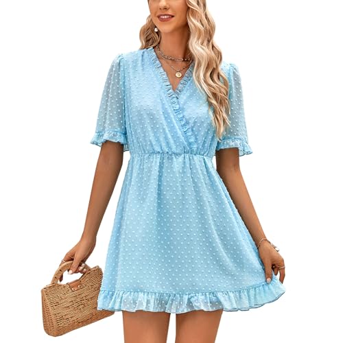Robe col en v manches courtes élégante pour vos journées d'été