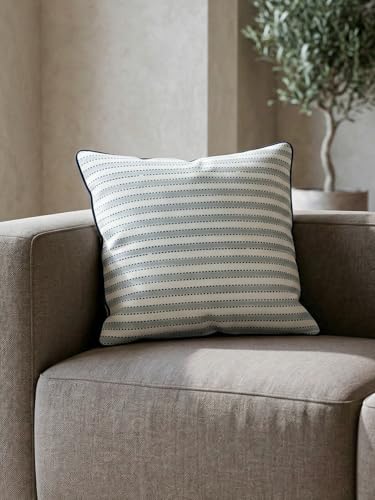 Image of Rekh Hand Block Print Cushion Covers | 100% Cotton Fabric | Decorative Throw Pillow Covers for Sofa, Bed & Living Room | Soft & Durable Jaipuri Cushion Cover | Size - 16 x 16 Inches | Set of 2