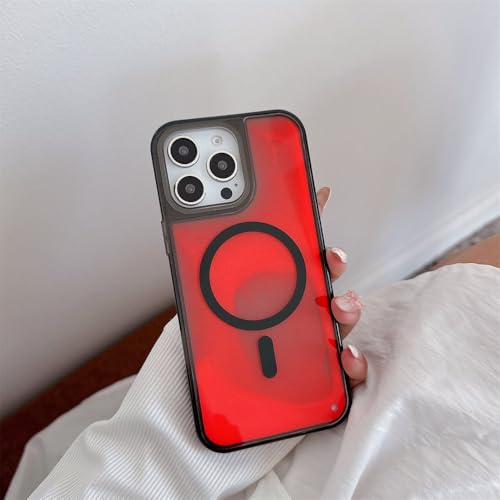 Coque de Protection Fluorescente pour iPhone 16 Pro Max Rouge avec Induction