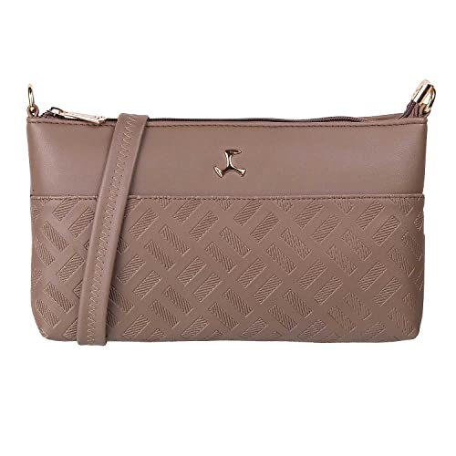 Image of Mochi Light Brown Faux Leather Premium Zipper Casual Sling Bag For Women (66-7254)