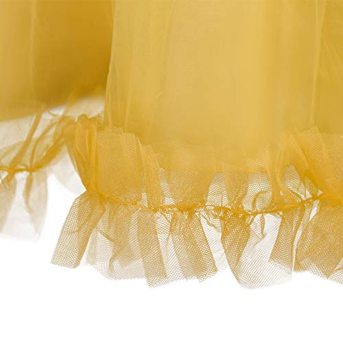 Girls Lace Bridesmaid Dress Long A Line Wedding Pageant Dresses Tulle Party Gown Age 3-16Y Yellow 5-6 Years #TOP5