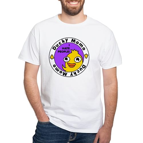 Image of CafePress Ducky Momo Hates People! T Shirt Men's Traditional Fit White Casual Tshirt