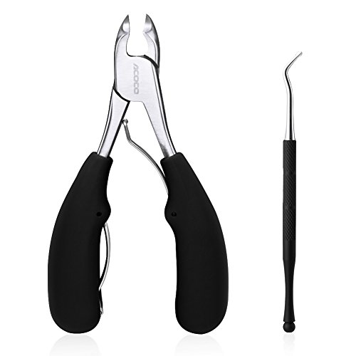 Dual Spring Toenail Clippers for Thick and Ingrown Toenail, ACOCO Refined Medical Grade Steel, Non-Slip Soft Grip for Effortless Pain Free Nail Clippers (Tiger mouth)