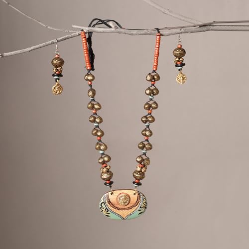 Image of AAKRITI ART CREATIONS Handcrafted Women's Jewelry Set - Ethnic Necklace and Earrings, Fashion Accessories for Special Occasions & Celebrations