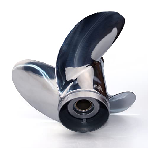 Image of CAPTAIN Stainless Steel Outboard Propeller, 10.25 Diameter x 16 Pitch fit Yamaha T25 F30 40 48 50 F40 F50 55 60 F60 HP Engines, 13 Spline Tooth Boat Prop, RH Propellers
