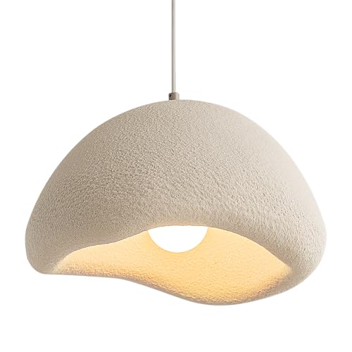 MODIVO 15.7in Wabi Sabi Pendant Light for Kitchen lsland,White Concrete Hanging Ceiling Light...