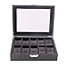 Produktbild FIONAT Uhrenbox Schmuckkästchen Herren Damen Geschenk Reisen Mehrfach Hochwertige Schwarze Carbon-Schiebedach-Klappbox -10