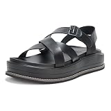 Chaco Women's Townes Midform Sandal, Deep Black, 8