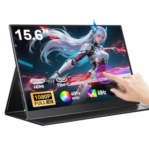 Image of 15.6 Inch Portable Monitor Touchscren,USB-C Travel Monitor(dark inky) | 1920*1080 Resolution,1000：1,Fast response,16:9,300cd /m Brightness,60%NTSC,60HZ Refresh Rate.