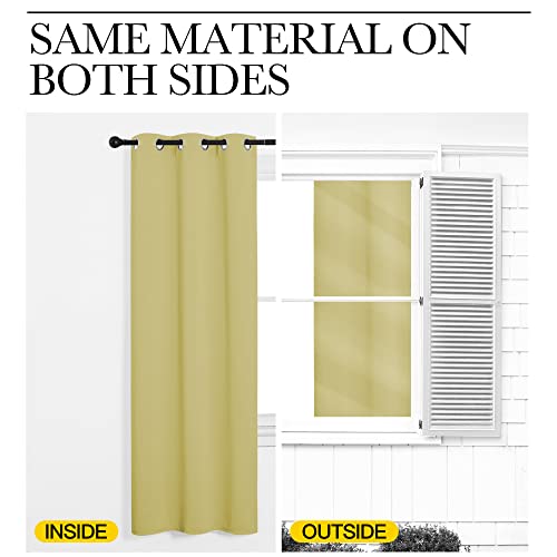 Image of NICETOWN Window Curtain Panels, Thermal Insulated Solid Grommet Blackout Draperies /Drapes for Basement (Paler Yellow, 1 Pair, 29 by 45-inch)