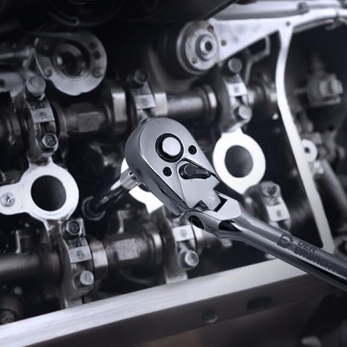 Image of Der Erwachte 3-Piece Flex-Head Ratchet Set, 1 /4 inch, 3 /8 inch, 1 /2 inch Drive Ratchet, 72-Tooth with Quick-Release Reversible Design, Chrome Alloy Made, Fully Polished,with EVA Foam