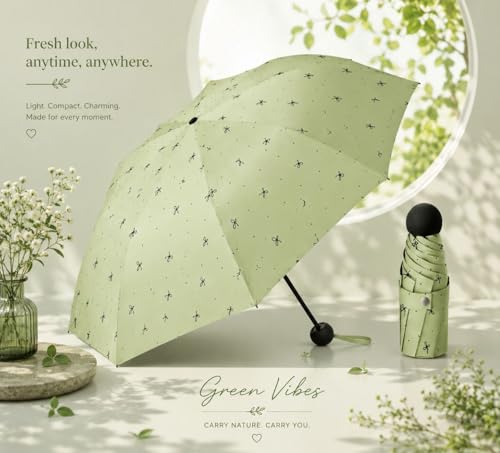 Image of Umbrella, Mini Folding Windproof & Compact UV Umbrella for Sun Protection Rain Windproof Strong Large 3 Fold for Women Handbags,3 Fold for Men Women, Stylish & Compact