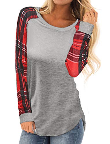 Womens Tops,Halife Long Sleeve Tunic Tops for Women To Wear With Leggings Light Grey XL