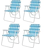 #WEJOY 4 Pack Set Lightweight Folding Webbed Beach Chairs Webbing Beach Chair Web Lawn Chair...