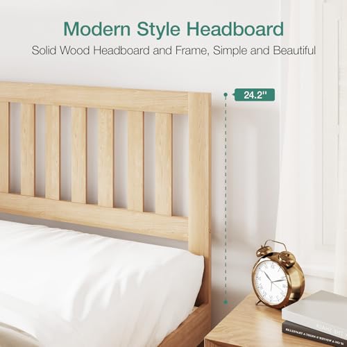 Novilla N-F14002-Q/12-NT Queen Bed Frame Wood Bed Frame Queen With Headboard, Queen Bed Frame With Headboard Solid Wood Bed Frame Foundation thumb #6