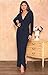 KOH KOH Plus Size Womens Long Sleeve Full Length V-Neck Sexy Wrap Formal Winter Fall Cocktail Party Wedding Guest Dressy Evening Tall Gown Gowns Maxi Dress Dresses, Dark Navy Blue 2XL 18-20