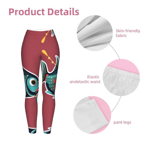 Leggings de compresión para mujer con estampado de pez y tacto suave 6
