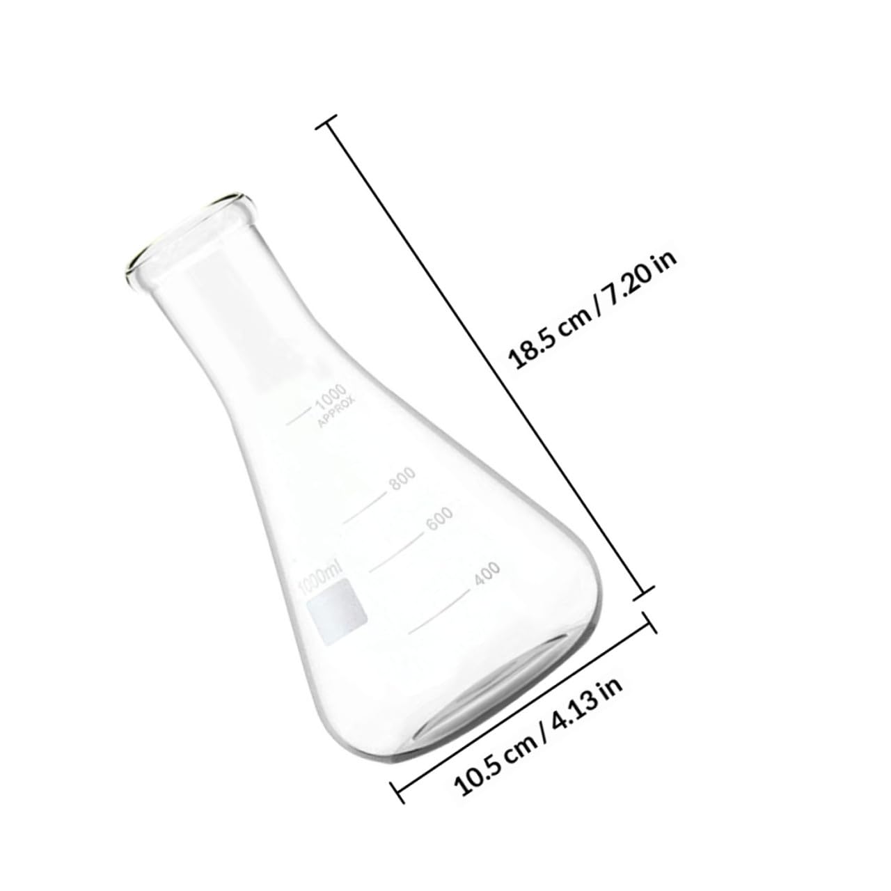 CLISPEED Set 5 Pezzi Beuta Conica in Vetro Borosilicato Collo Largo, Fondo Piatto e Marcatura Extra-large, Resistente a Cambi di Temperatura per Ricerca e Istruzione
