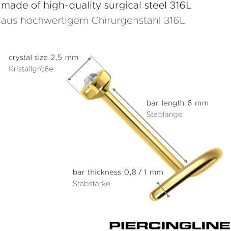 Neuspiercing titanium U-bocht opal 0.8x6x3 - wit - LMPiercings